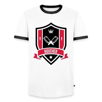 Boucher - T-shirt contrasté Homme - blanc/noir - Devant - AI Model Female 172 light (172cm) & AI Model Male 178 dark (178cm)