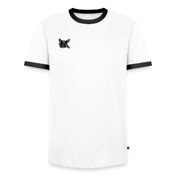 Style pop art de style style poche Frenchie - T-shirt contrasté Homme - blanc/noir - Devant - AI Model Female 172 light (172cm) & AI Model Male 178 dark (178cm)