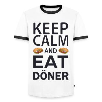 Keep calm and eat kebab funny kebab sayings - Men's Ringer Shirt - white/black - Front - AI Model Female 172 light (172cm) & AI Model Male 178 dark (178cm)