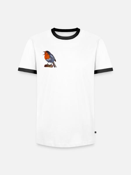 Robin Bird Illustration on Textile - Men's Ringer Shirt - white/black