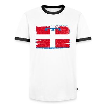 Drapeau du Piémont Italie drapeau paix Vintage - T-shirt contrasté Homme - blanc/noir - Devant - AI Model Female 172 light (172cm) & AI Model Male 178 dark (178cm)