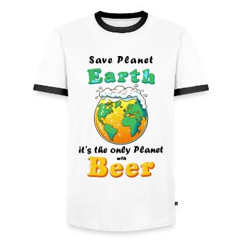 Save Planet Earth - Beer - Männer Kontrast-T-Shirt - Weiß/Schwarz - Vorne - AI Model Female 172 light (172cm) & AI Model Male 178 dark (178cm)