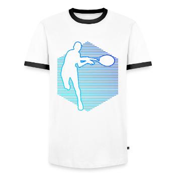 Tennis Tennisspielen Tennis spielen Tennisspieler - Männer Kontrast-T-Shirt - Weiß/Schwarz - Vorne - AI Model Female 172 light (172cm) & AI Model Male 178 dark (178cm)