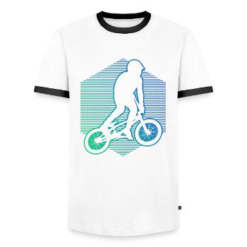 bmx fahrrad Radfahren bmx jungen bmx Bike - Männer Kontrast-T-Shirt - Weiß/Schwarz - Vorne - AI Model Female 172 light (172cm) & AI Model Male 178 dark (178cm)