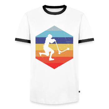 Women's Men's Scooter Stunt Stunt Scooter Scooter - Men's Ringer Shirt - white/black - Front - AI Model Female 172 light (172cm) & AI Model Male 178 dark (178cm)