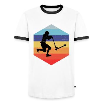 Stunt Scooter Ladies Stunt Scooter Scooter - Men's Ringer Shirt - white/black - Front - AI Model Female 172 light (172cm) & AI Model Male 178 dark (178cm)