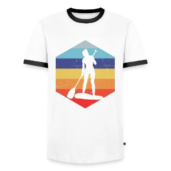 Standup Paddle Paddle Hommes - T-shirt contrasté Homme - blanc/noir - Devant - AI Model Female 172 light (172cm) & AI Model Male 178 dark (178cm)