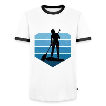Stand up Paddle Paddle Hommes Femmes - T-shirt contrasté Homme - blanc/noir - Devant - AI Model Female 172 light (172cm) & AI Model Male 178 dark (178cm)
