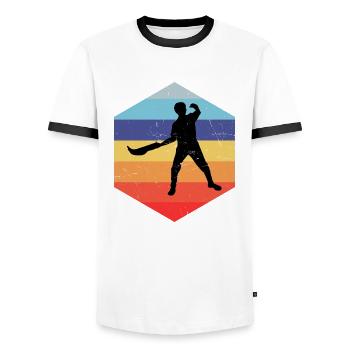 Femmes Jai Alai Pelota Hommes Pelote Basque - T-shirt contrasté Homme - blanc/noir - Devant - AI Model Female 172 light (172cm) & AI Model Male 178 dark (178cm)
