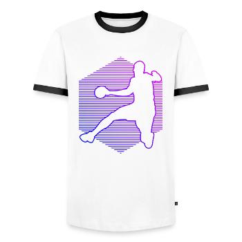 Joueuses de handball Masculin Handballeurs - T-shirt contrasté Homme - blanc/noir - Devant - AI Model Female 172 light (172cm) & AI Model Male 178 dark (178cm)