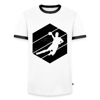 Handball Handball Femmes Handball Handball - T-shirt contrasté Homme - blanc/noir - Devant - AI Model Female 172 light (172cm) & AI Model Male 178 dark (178cm)