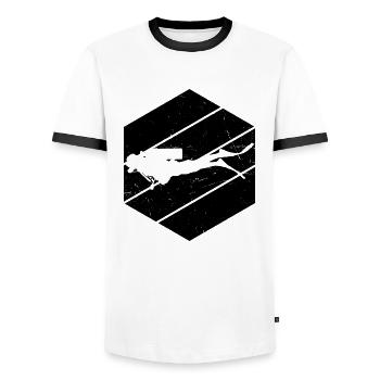 Plongée libre Plongée plongée plongée - T-shirt contrasté Homme - blanc/noir - Devant - AI Model Female 172 light (172cm) & AI Model Male 178 dark (178cm)