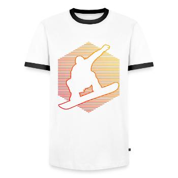 Snowboard hommes snowboard femmes sports d'hiver - T-shirt contrasté Homme - blanc/noir - Devant - AI Model Female 172 light (172cm) & AI Model Male 178 dark (178cm)