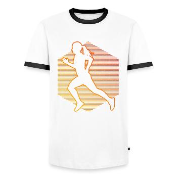 Jogging Course Course Hommes Jogging Femmes - T-shirt contrasté Homme - blanc/noir - Devant - AI Model Female 172 light (172cm) & AI Model Male 178 dark (178cm)