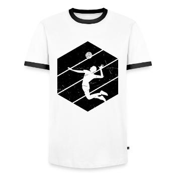 Volley Beach Volley Volleyball Volleyballspielen - Männer Kontrast-T-Shirt - Weiß/Schwarz - Vorne - AI Model Female 172 light (172cm) & AI Model Male 178 dark (178cm)