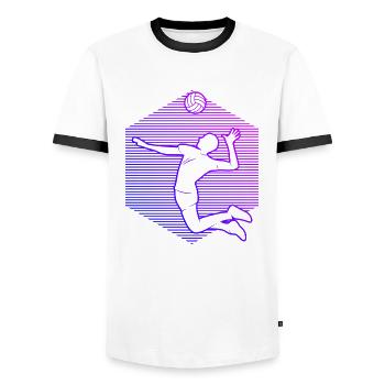 Volleyball Volleyballspielen Damen Beach Volley - Männer Kontrast-T-Shirt - Weiß/Schwarz - Vorne - AI Model Female 172 light (172cm) & AI Model Male 178 dark (178cm)