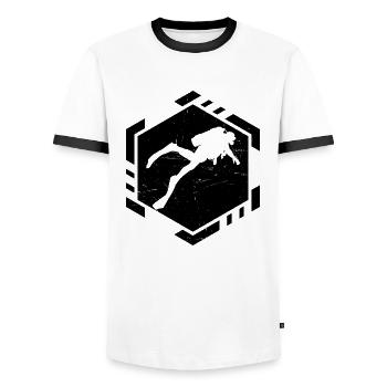 Diving Divers Diving Men's Diver Scuba Divers - Men's Ringer Shirt - white/black - Front - AI Model Female 172 light (172cm) & AI Model Male 178 dark (178cm)