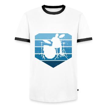 Drummer Drummer Drummer Men - Men's Ringer Shirt - white/black - Front - AI Model Female 172 light (172cm) & AI Model Male 178 dark (178cm)