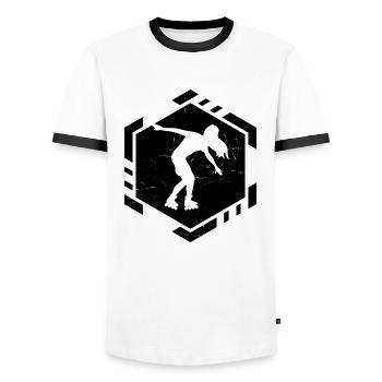 Rollerskaten Patin à roulettes femmes Hommes Patin à roulettes - T-shirt contrasté Homme - blanc/noir - Devant - AI Model Female 172 light (172cm) & AI Model Male 178 dark (178cm)