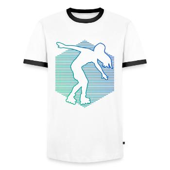 Roller Skate Hommes Roller Roller Patinage - T-shirt contrasté Homme - blanc/noir - Devant - AI Model Female 172 light (172cm) & AI Model Male 178 dark (178cm)