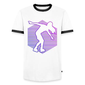 Rollerskate Roller Skating Roller Skating Women - Men's Ringer Shirt - white/black - Front - AI Model Female 172 light (172cm) & AI Model Male 178 dark (178cm)