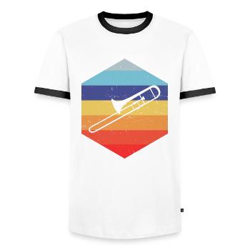 Tromboniste Ténor Trombone Hommes Trombone Cuivres - T-shirt contrasté Homme - blanc/noir - Devant - AI Model Female 172 light (172cm) & AI Model Male 178 dark (178cm)