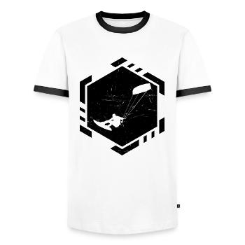 Men's Kitesurfing Kitesurfer Kiten Kitesurf - Men's Ringer Shirt - white/black - Front - AI Model Female 172 light (172cm) & AI Model Male 178 dark (178cm)