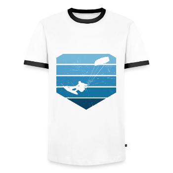 Kitesurfing Kitesurfer Kite Kite Men - Men's Ringer Shirt - white/black - Front - AI Model Female 172 light (172cm) & AI Model Male 178 dark (178cm)