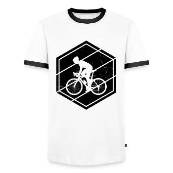 Rennradfahren Damen Rennradfahrer Rennrad - Männer Kontrast-T-Shirt - Weiß/Schwarz - Vorne - AI Model Female 172 light (172cm) & AI Model Male 178 dark (178cm)