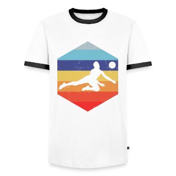 Volleyballspielen Volley Volleyball Volleyballspie - Männer Kontrast-T-Shirt - Weiß/Schwarz - Vorne - AI Model Female 172 light (172cm) & AI Model Male 178 dark (178cm)