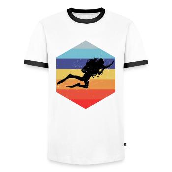 Scuba Diver Diver Scuba Diving Divers - Men's Ringer Shirt - white/black - Front - AI Model Female 172 light (172cm) & AI Model Male 178 dark (178cm)