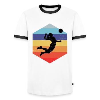 Volleyballspielen Volleyballspieler Volleyball - Männer Kontrast-T-Shirt - Weiß/Schwarz - Vorne - AI Model Female 172 light (172cm) & AI Model Male 178 dark (178cm)