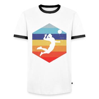 Joueuses de volley-ball Joueuses de volley-ball - T-shirt contrasté Homme - blanc/noir - Devant - AI Model Female 172 light (172cm) & AI Model Male 178 dark (178cm)