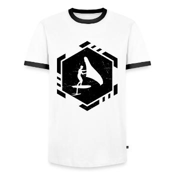 Men's Women wingsurf hydrofoil wingsurfing - Men's Ringer Shirt - white/black - Front - AI Model Female 172 light (172cm) & AI Model Male 178 dark (178cm)