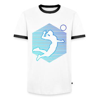 Joueur de volley-ball Volley-ball - T-shirt contrasté Homme - blanc/noir - Devant - AI Model Female 172 light (172cm) & AI Model Male 178 dark (178cm)
