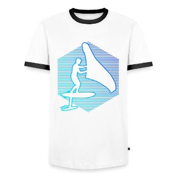 ladies wingfoil foilwing wingsurf wingsurf - Men's Ringer Shirt - white/black - Front - AI Model Female 172 light (172cm) & AI Model Male 178 dark (178cm)