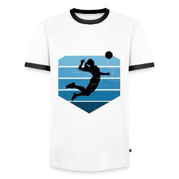Volley-ball Volley-ball Volleyball Volleyball Volleyball - T-shirt contrasté Homme - blanc/noir - Devant - AI Model Female 172 light (172cm) & AI Model Male 178 dark (178cm)