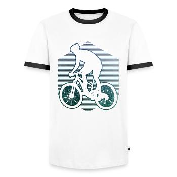 Cycling MTB Women Cycling Cycling Mountain Bike - Men's Ringer Shirt - white/black - Front - AI Model Female 172 light (172cm) & AI Model Male 178 dark (178cm)