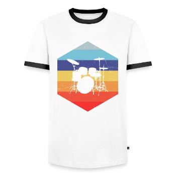 Percussionniste Batteur Hommes Batterie - T-shirt contrasté Homme - blanc/noir - Devant - AI Model Female 172 light (172cm) & AI Model Male 178 dark (178cm)