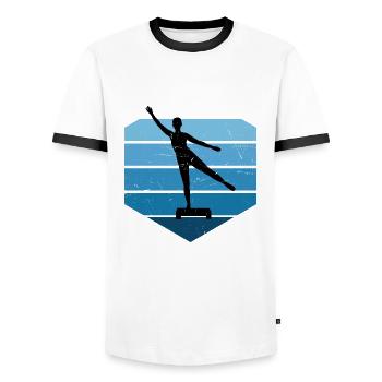 Damen Körpergymnastik Fitnesstraining Aerobic - Männer Kontrast-T-Shirt - Weiß/Schwarz - Vorne - AI Model Female 172 light (172cm) & AI Model Male 178 dark (178cm)