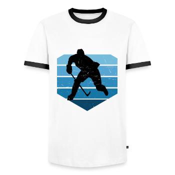 Hockey sur glace masculin Jouer Joueurs de hockey sur glace - T-shirt contrasté Homme - blanc/noir - Devant - AI Model Female 172 light (172cm) & AI Model Male 178 dark (178cm)