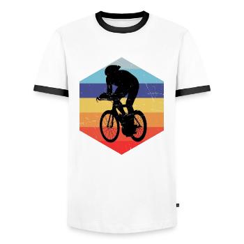 Men's Road Bike Road Bike Road Bike - Men's Ringer Shirt - white/black - Front - AI Model Female 172 light (172cm) & AI Model Male 178 dark (178cm)