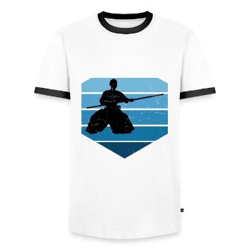 Kampfsport Aikido Herren Aikidoka Damen Martial Ar - Männer Kontrast-T-Shirt - Weiß/Schwarz - Vorne - AI Model Female 172 light (172cm) & AI Model Male 178 dark (178cm)