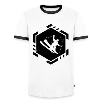Slopestyle Ski Freestyle Ski Jumping Freestyle Ski - Männer Kontrast-T-Shirt - Weiß/Schwarz - Vorne - AI Model Female 172 light (172cm) & AI Model Male 178 dark (178cm)