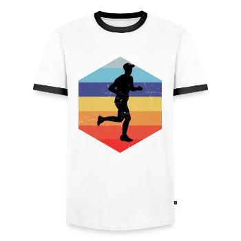 Course de cross-country hommes - T-shirt contrasté Homme - blanc/noir - Devant - AI Model Female 172 light (172cm) & AI Model Male 178 dark (178cm)