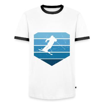 Ski Jumping Freestyle Ski Slopestyle Ski Freestyle - Männer Kontrast-T-Shirt - Weiß/Schwarz - Vorne - AI Model Female 172 light (172cm) & AI Model Male 178 dark (178cm)