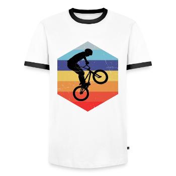 bmx bmx jungen Damen Herren Radfahren bmx fahrrad - Männer Kontrast-T-Shirt - Weiß/Schwarz - Vorne - AI Model Female 172 light (172cm) & AI Model Male 178 dark (178cm)
