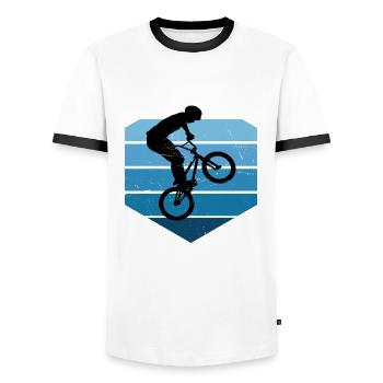 bmx jungen Damen Bike Radfahren bmx bmx fahrrad - Männer Kontrast-T-Shirt - Weiß/Schwarz - Vorne - AI Model Female 172 light (172cm) & AI Model Male 178 dark (178cm)