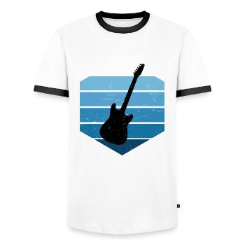 Guitar Gitarrenspieler Damen E-gitarre - Männer Kontrast-T-Shirt - Weiß/Schwarz - Vorne - AI Model Female 172 light (172cm) & AI Model Male 178 dark (178cm)