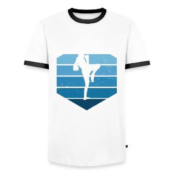 Boxe Thaï Hommes Thaï Boxeur Thaï Boxe Thaï Thaï - T-shirt contrasté Homme - blanc/noir - Devant - AI Model Female 172 light (172cm) & AI Model Male 178 dark (178cm)